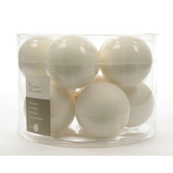 Kerstbal glas wolwit - 10 stuks