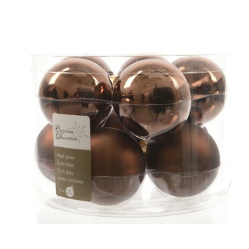 Kerstbal glas truffel - 10 stuks