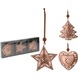 Metaal kerstdecoratieset ster/hart/boom koper