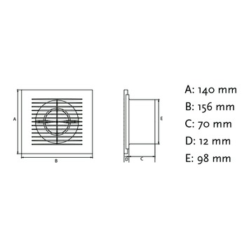 IVC Air Design inbouwventilator met timer wit 100 mm