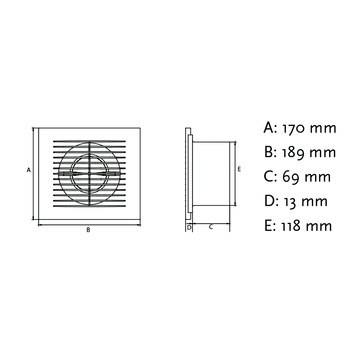 IVC Air Design inbouwventilator met timer en vochtsensor wit 125 mm