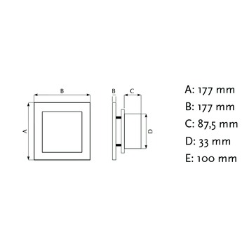IVC Air Design inbouwventilator vierkant met timer wit 100 mm