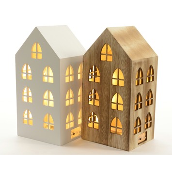 Theelichthouder huis hout