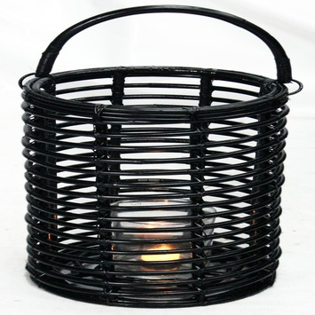 Windlicht rotan zwart 25x39