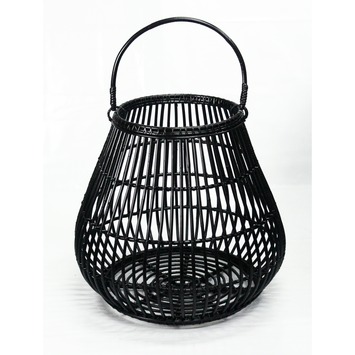 Lantaarn rond rotan zwart d55X48 cm