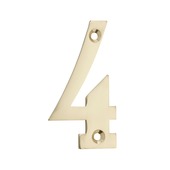 Huiscijfer 4 messing klein