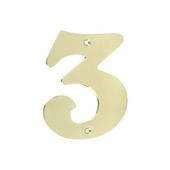Huiscijfer 3 messing glad