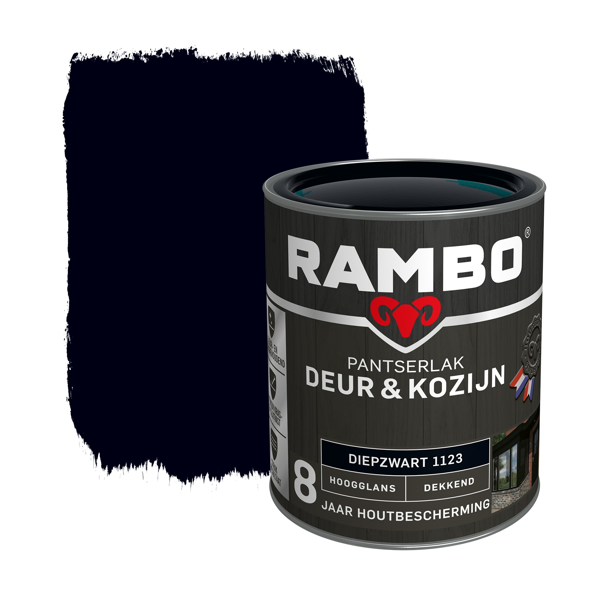 Rambo Pantserlak Deur Kozijn Hoogglans Diepzwart Dekkend 750 Ml rambo kopen in de aanbieding