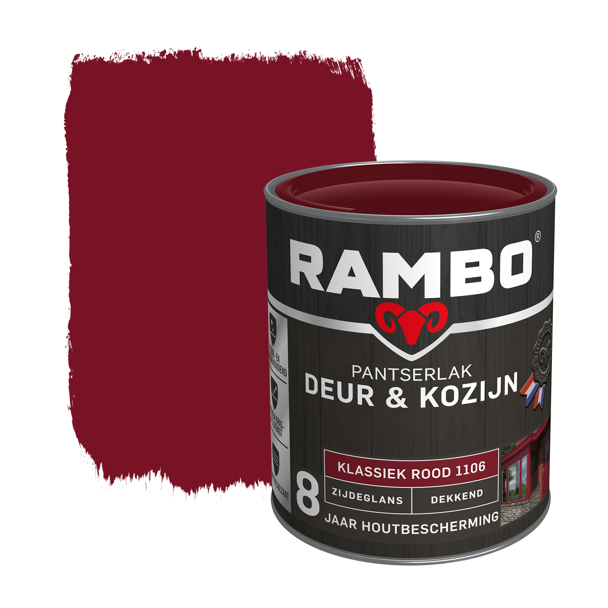 Rambo Pantserlak Deur Kozijn Zijdeglans Klassiekrood Dekkend 750 Ml rambo kopen in de aanbieding