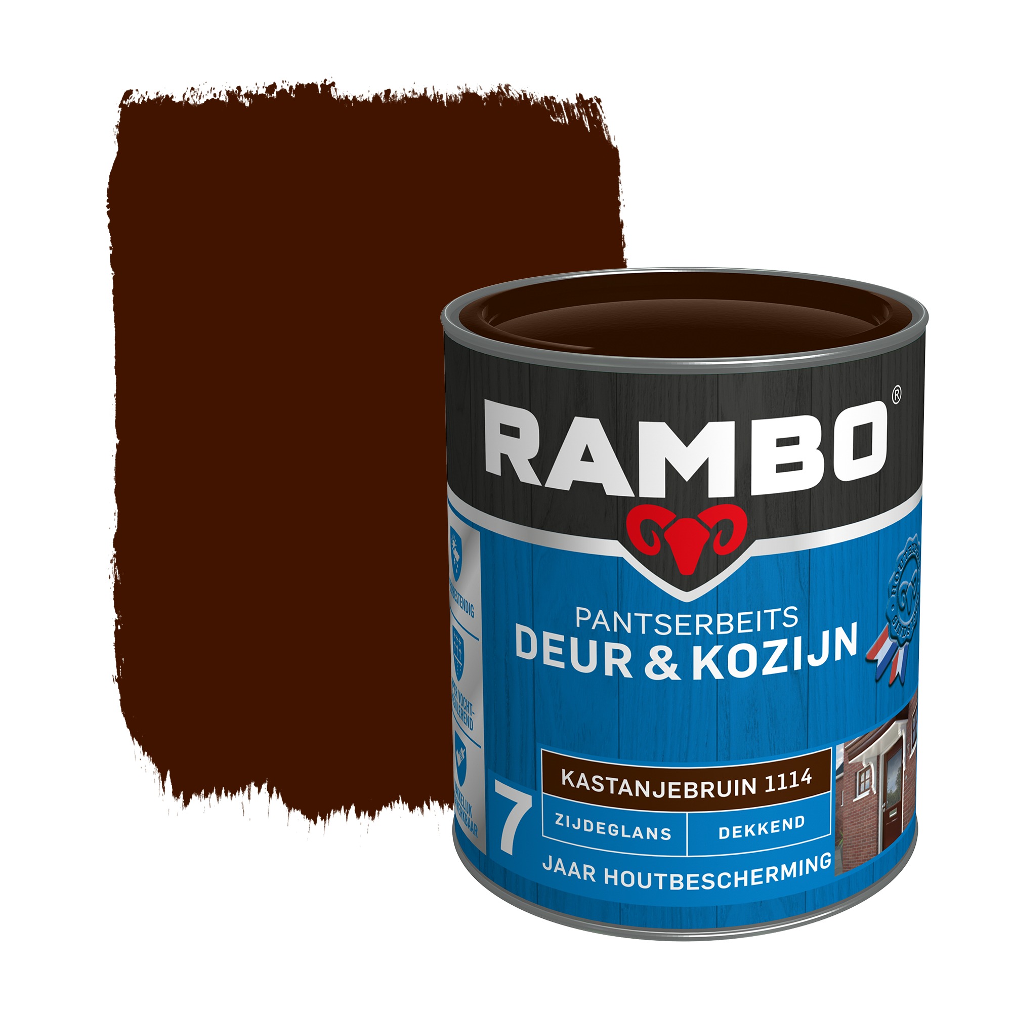 Rambo Pantserbeits Deur Kozijn Zijdeglans Kastanjebruin Dekkend 750 Ml rambo kopen in de aanbieding
