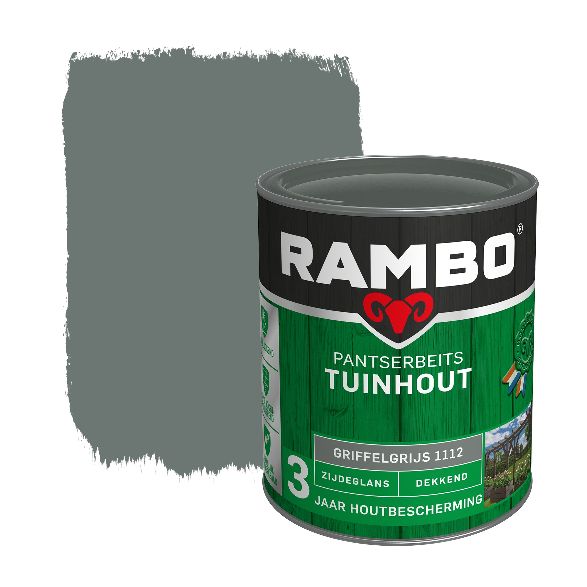 Rambo Pantserbeits Tuinhout Zijdeglans Griffelgrijs Dekkend 750 Ml rambo kopen in de aanbieding