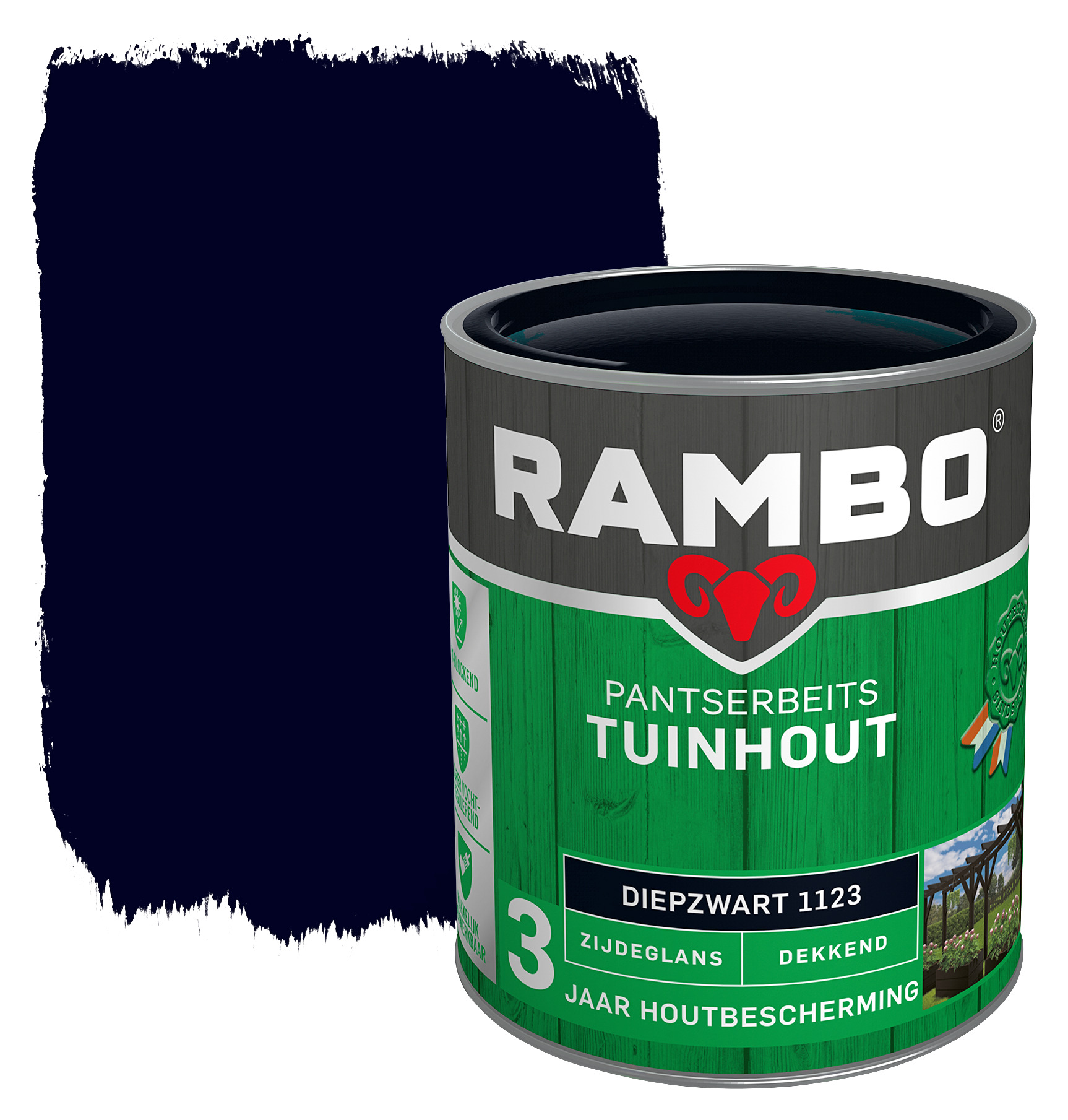 Rambo Pantserbeits Tuinhout Zijdeglans Diepzwart Dekkend 750 Ml rambo kopen in de aanbieding