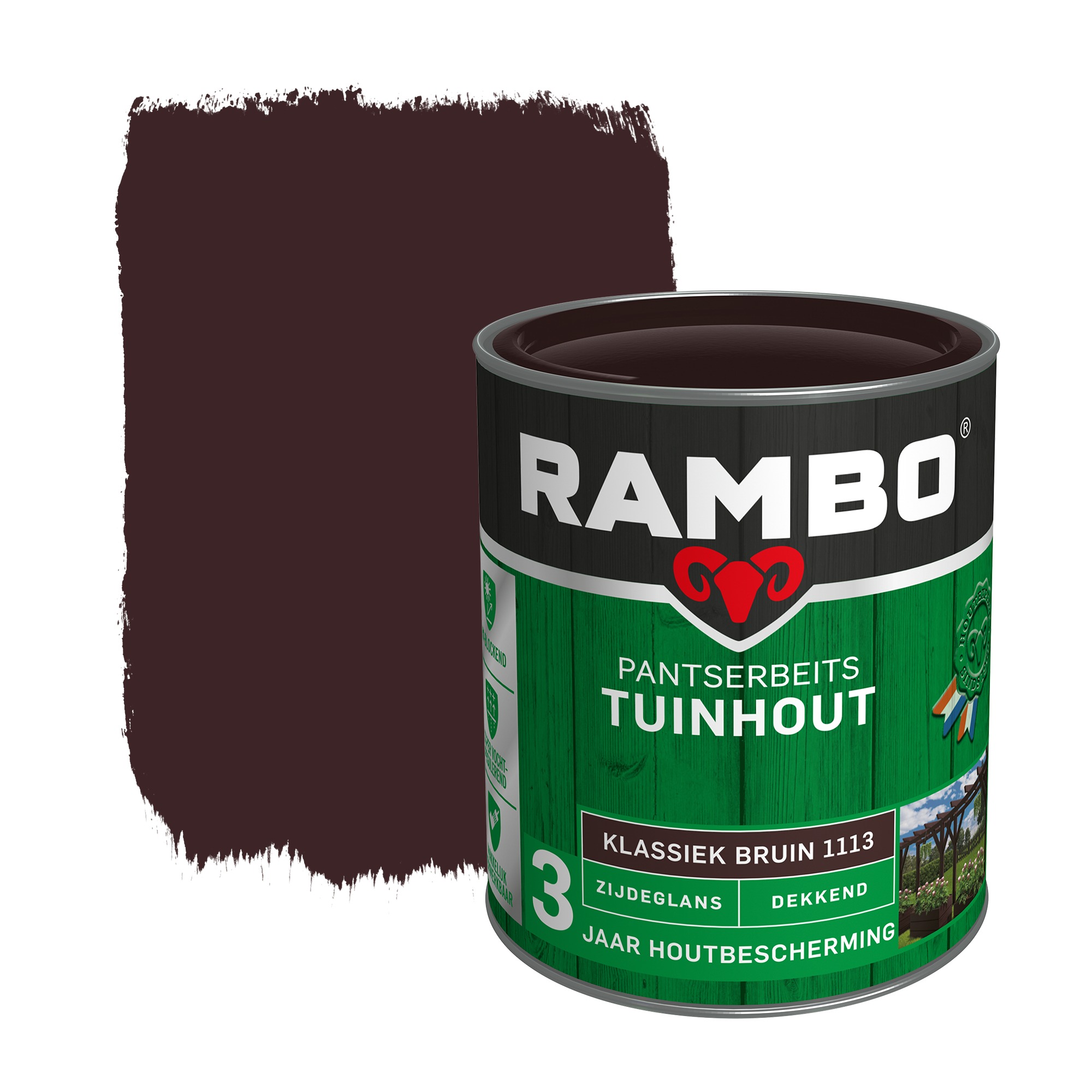 Rambo Pantserbeits Tuinhout Zijdeglans Klassiekbruin Dekkend 750 Ml rambo kopen in de aanbieding