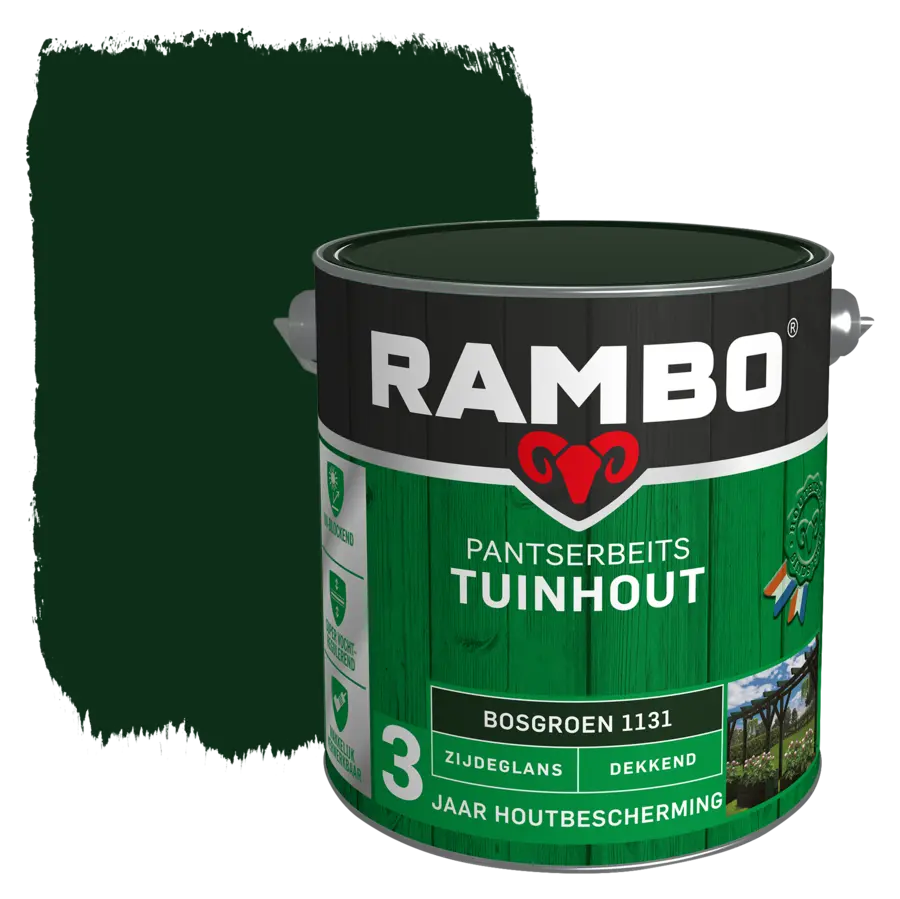 Rambo Pantserbeits Tuinhout zijdeglans dekkend bosgroen 2,5 liter
