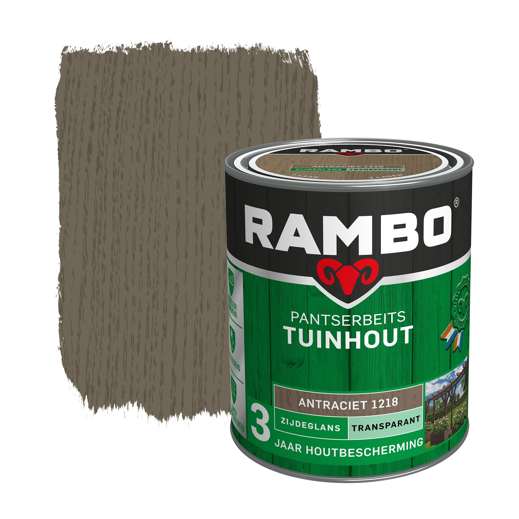 Rambo Pantserbeits Tuinhout Zijdeglans Antraciet Transparant 750 Ml rambo kopen in de aanbieding