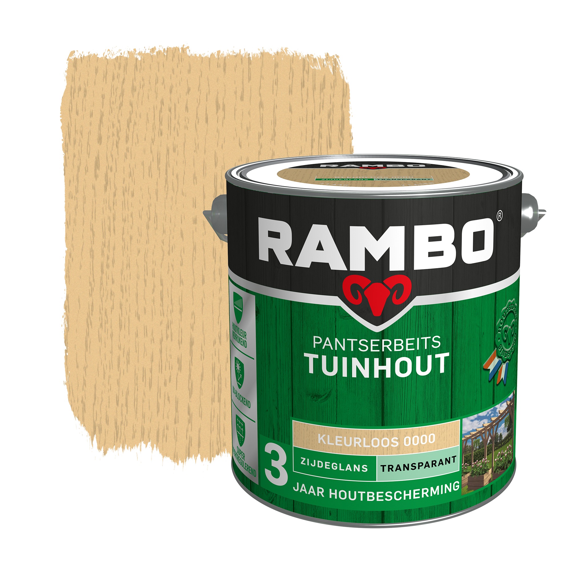 Rambo Pantserbeits Tuinhout Zijdeglans Kleurloos Transparant 25 rambo kopen in de aanbieding