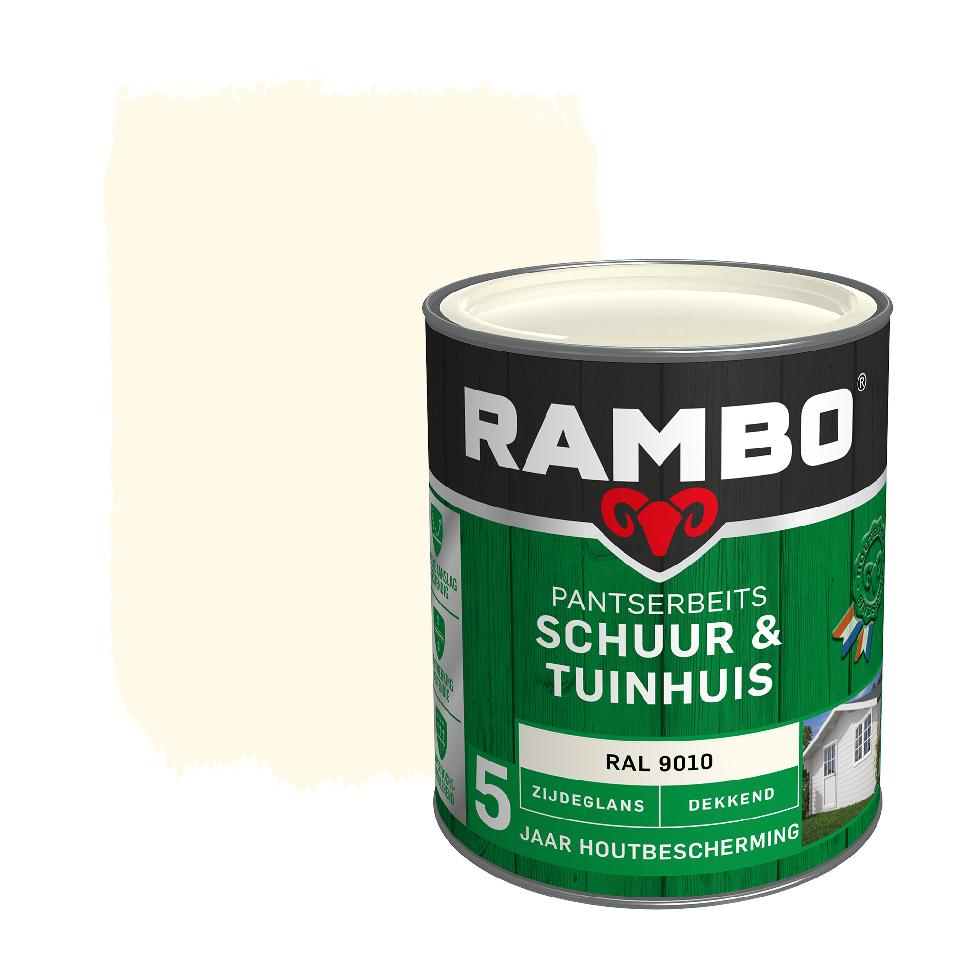 Rambo Pantserbeits Schuur Tuinhuis Zijdeglans Ral 9010 Dekkend 750 Ml rambo kopen in de aanbieding