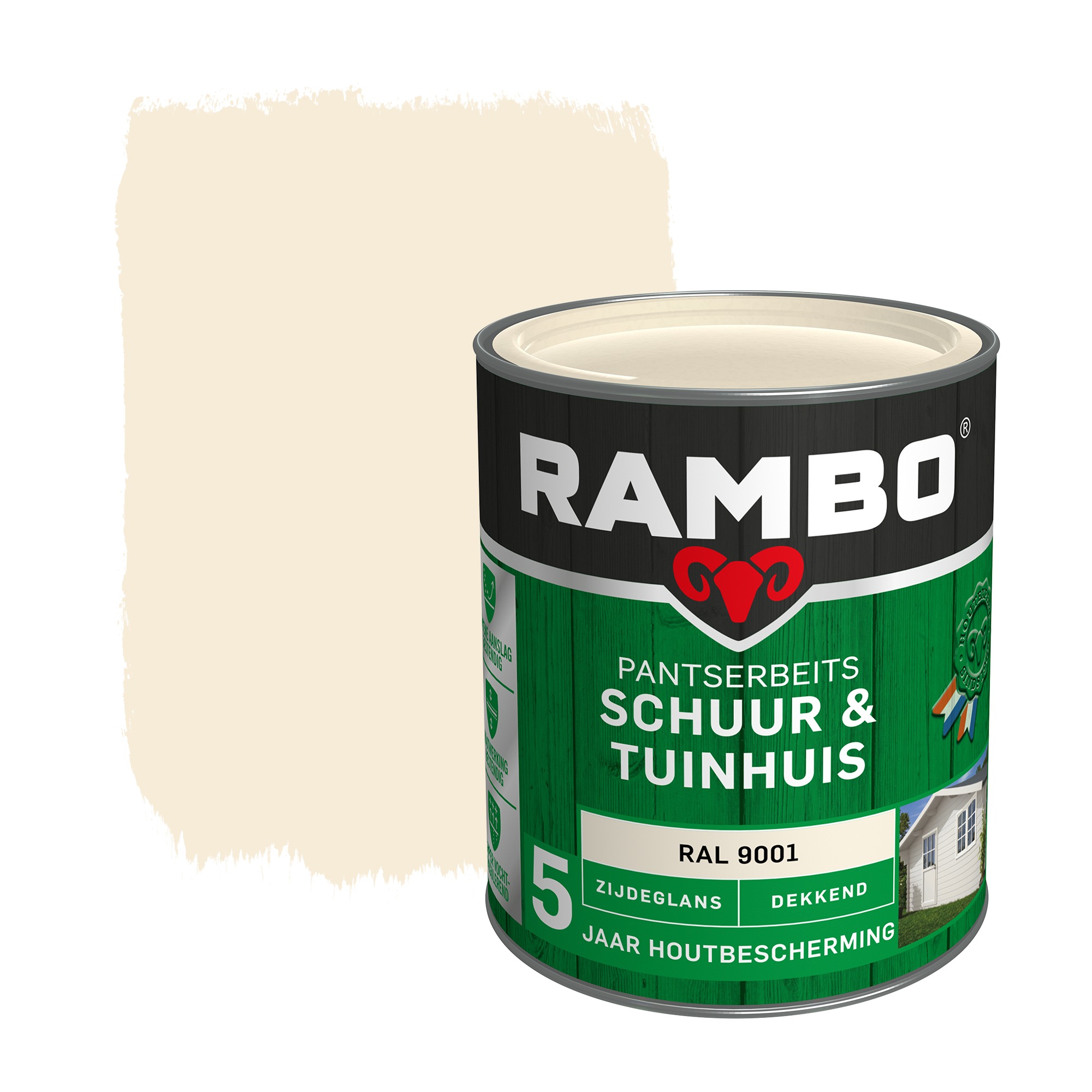 Rambo Pantserbeits Schuur Tuinhuis Zijdeglans Ral 9001 Dekkend 750 Ml rambo kopen in de aanbieding