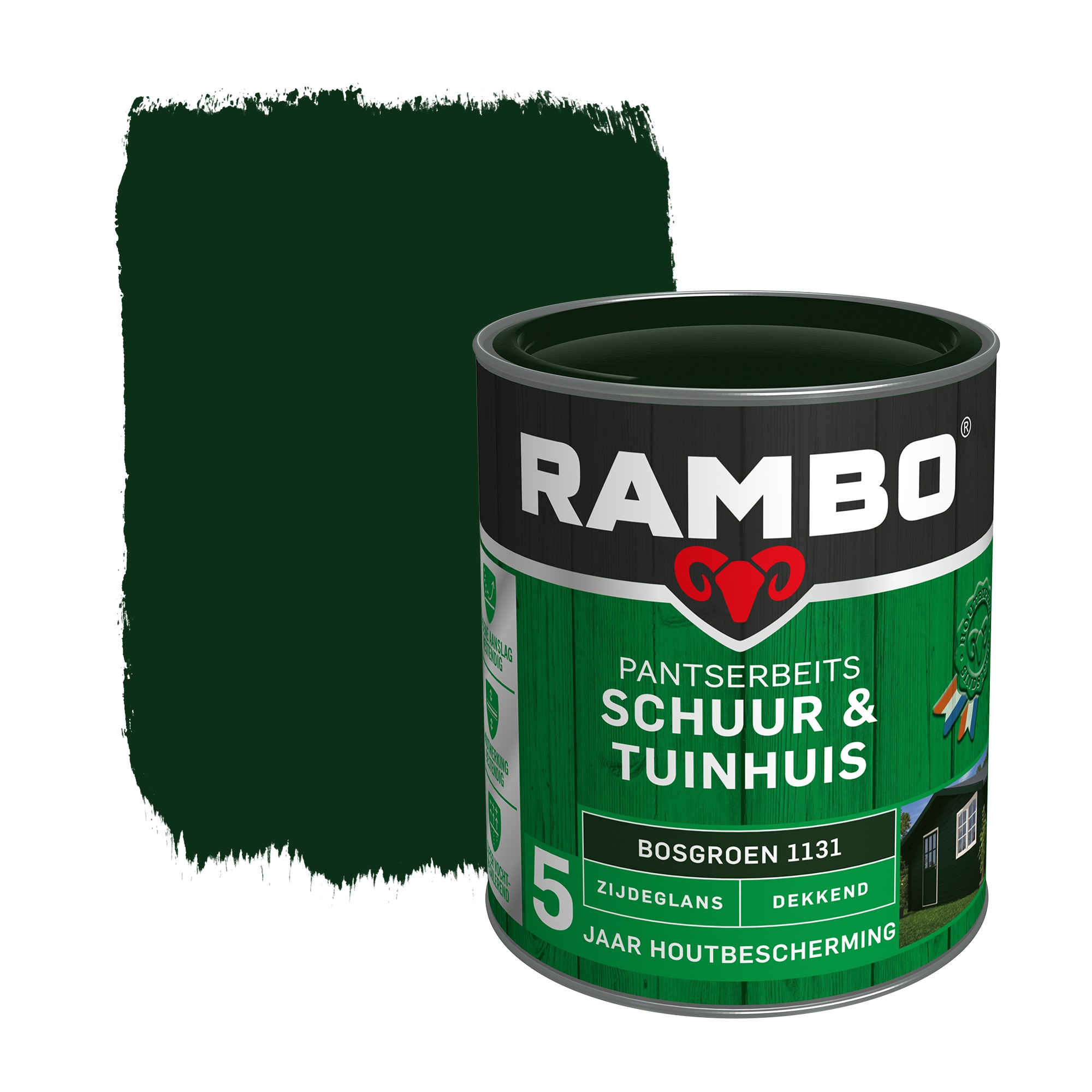 Rambo Pantserbeits Schuur Tuinhuis Zijdeglans Bosgroen Dekkend 750 Ml rambo kopen in de aanbieding