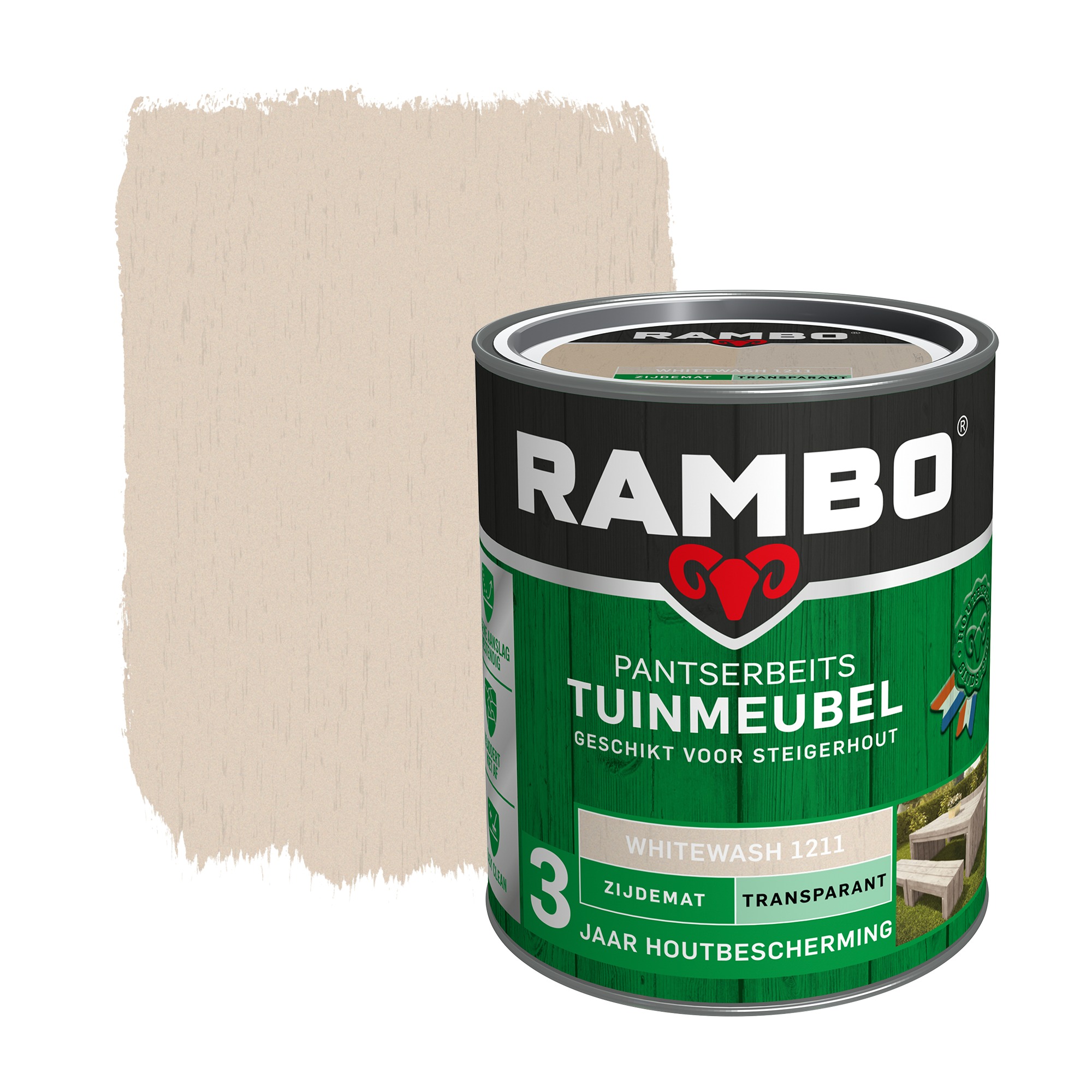 Rambo Pantserbeits Tuinmeubel Zijdemat Whitewash Transparant 750 Ml rambo kopen in de aanbieding