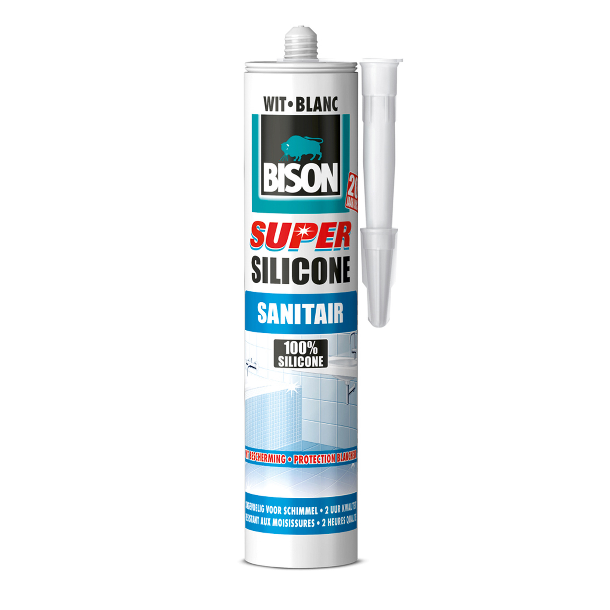 Bison Super Silicone Sanitair Wit Koker 300 Ml bison kopen in de aanbieding