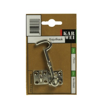 KARWEI kajuithaak vernikkeld 75 mm met sluitoog