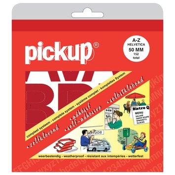 Pickup plakletters A-Z Helvetica rood 50 mm