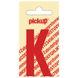 Pickup plakletter K rood glans 60 mm