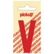 Pickup plakletter V rood glans 60 mm