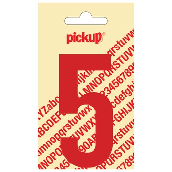 Pickup plakcijfer 5 rood 90 mm