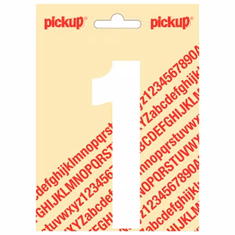 Pickup plakcijfer 1 wit mat 120 mm