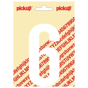 Pickup plakcijfer 6 wit mat 120 mm