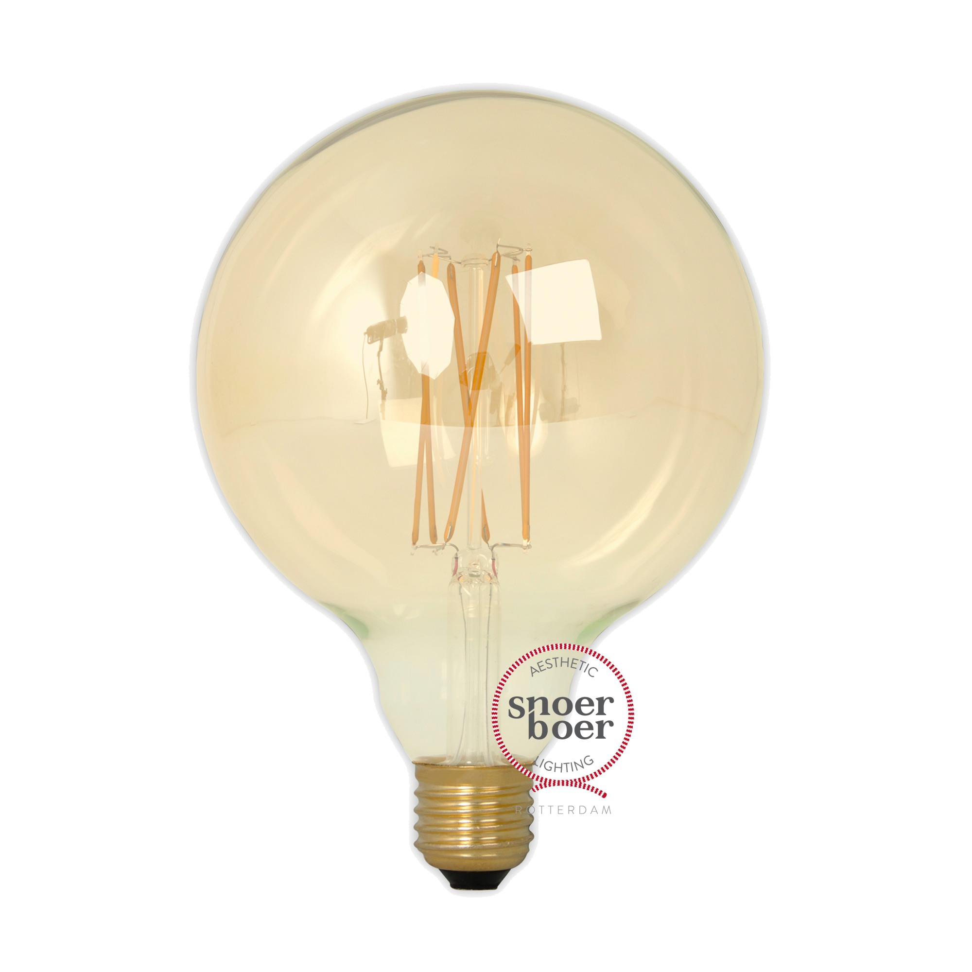 Snoerboer Led O125Mm Globe 4W E27 Dimbaar Gold Glass snoerboer kopen in de aanbieding