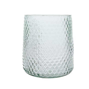 Windlicht structuur glas groen Ø13x15 cm