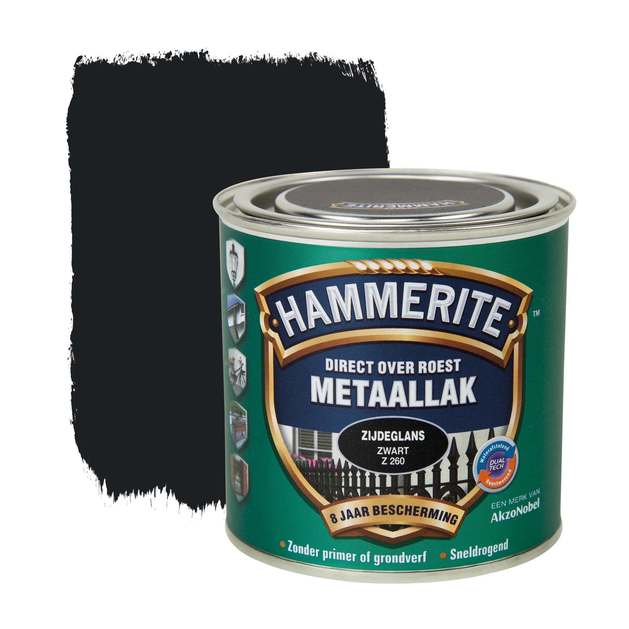 Hammerite Direct Over Roest Metaallak Zijdeglans Zwart 250 Ml hammerite kopen in de aanbieding