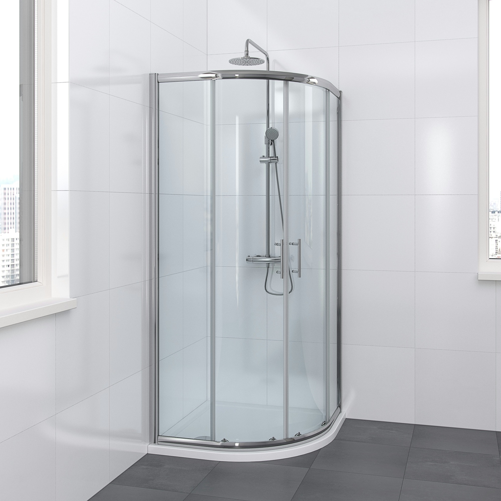 Bruynzeel Lino Douchecabine Kwartrond 90X195Cm Chroom bruynzeel kopen in de aanbieding