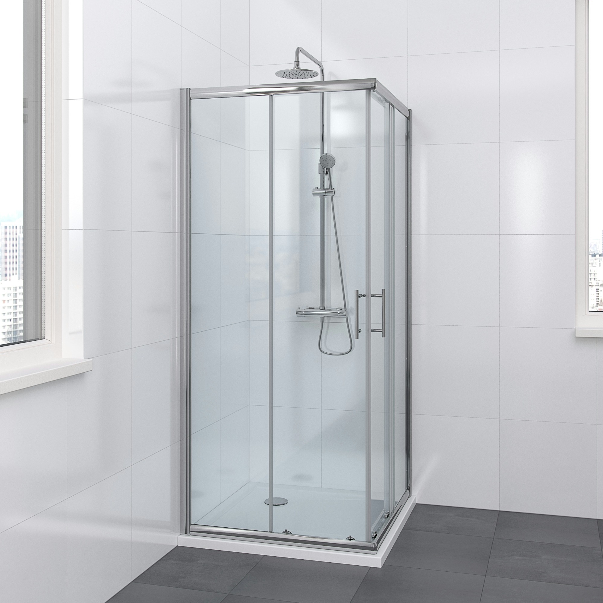 Bruynzeel Lino Douchecabine Hoekinstap 90X195Cm Chroom bruynzeel kopen in de aanbieding