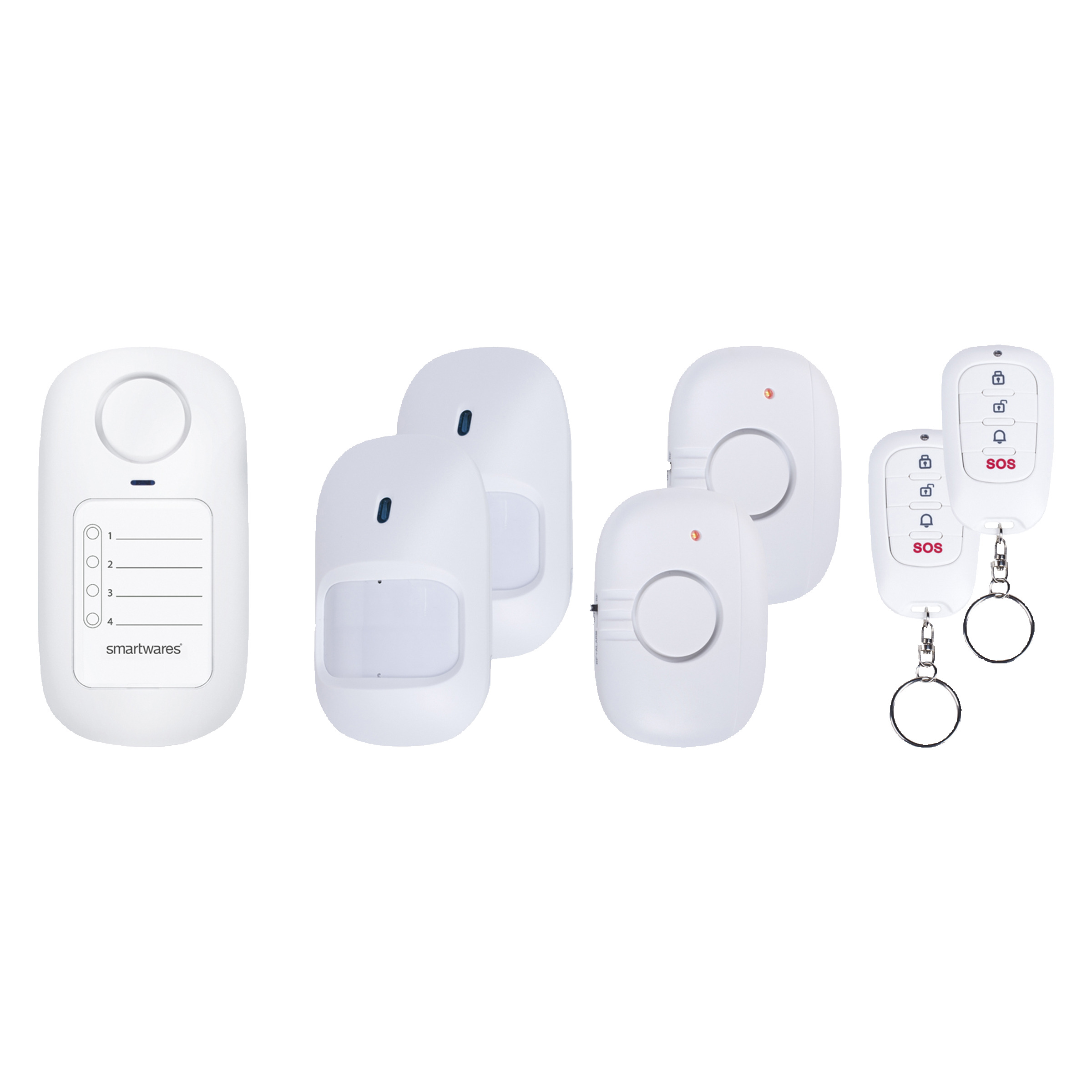 Smartwares Mini Alarmsysteem Met 2 Bewegingsdetectoren 2 Magneetcontacten En 2 Afstandsbedieningen Sc50 6 smartwares kopen in de aanbieding