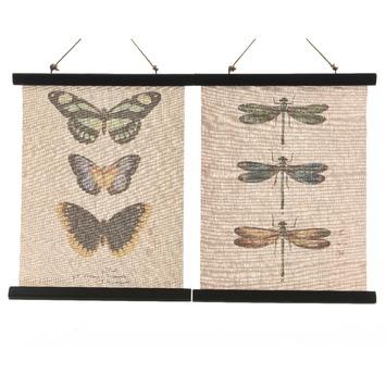 Wanddoek canvas vlinder/insect 40x51 cm