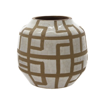 Vaas terracotta wit/bruin Ø12x11 cm