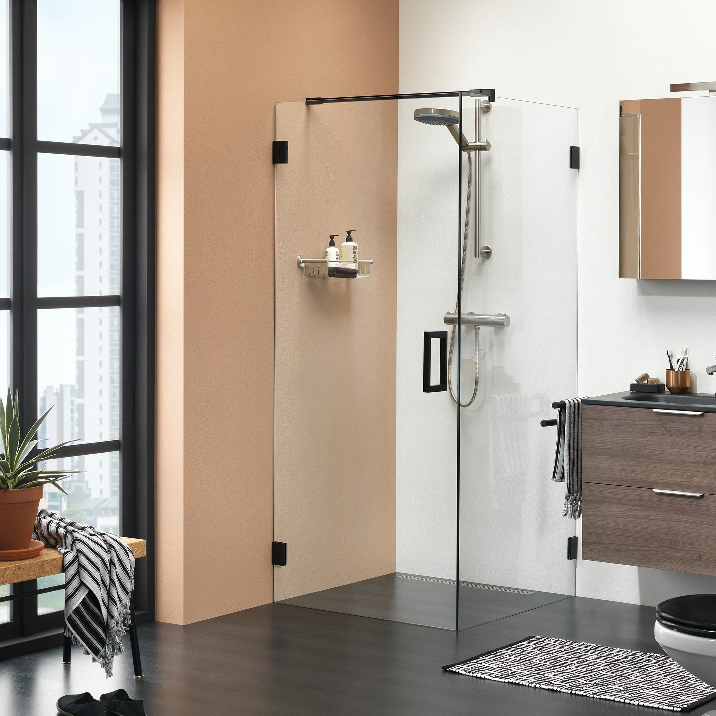 Get Wet Douchewand Voor Swingdeur I Am 90X200 Cm Zwart get wet kopen in de aanbieding