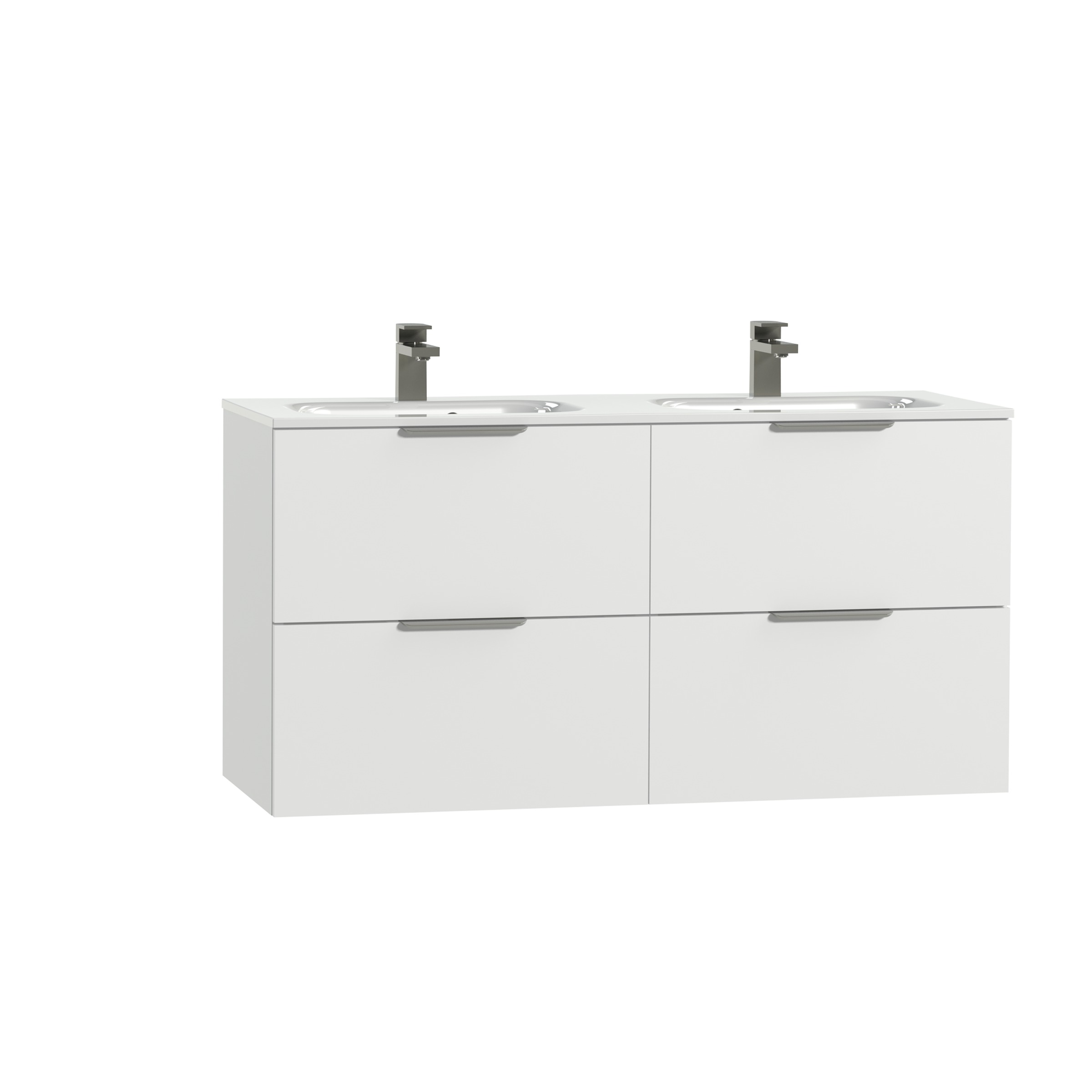 Tiger Studio Badkamermeubel 120 Cm Hoogglans Wit Met Wastafel Dubbel Keramiek Greep Rvs Plat tiger kopen in de aanbieding