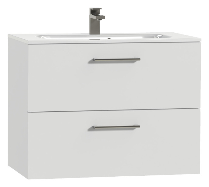 Tiger Studio Badkamermeubel 80 Cm Hoogglans Wit Met Wastafel Keramiek Greep Rvs Afgerond tiger kopen in de aanbieding