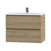 Tiger Karlo badkamermeubel 80 cm chalet eiken met wastafel hoogglans wit