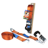 Jumbo spanband oranje 38mm met rubberen ratel voor extra grip en J haken 600 cm