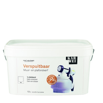 KARWEI muur- en plafondverf verspuitbaar mat z RAL 9010 10 l