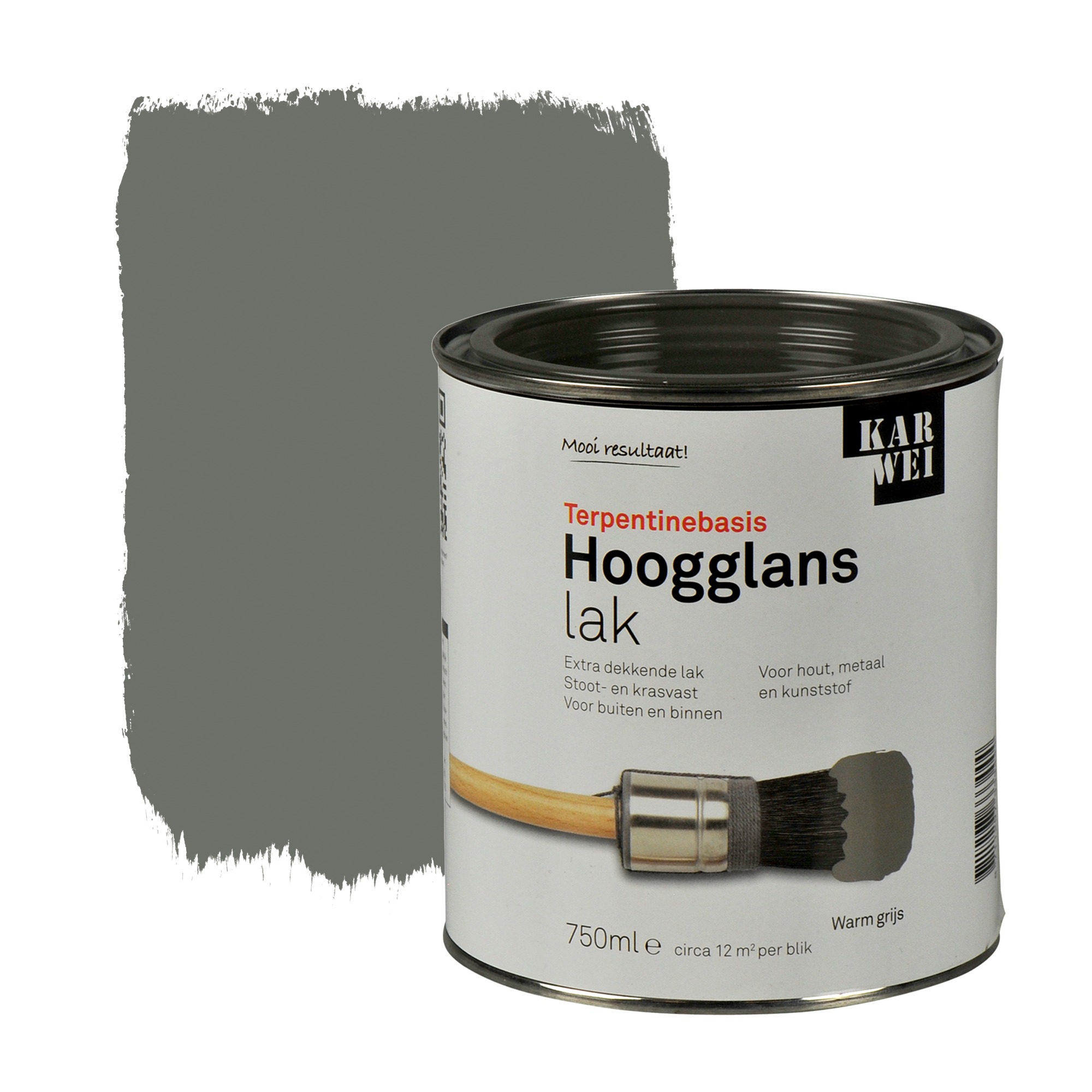 Karwei Lak Hoogglans Warmgrijs Extra Dekkend 750 Ml karwei kopen in de aanbieding