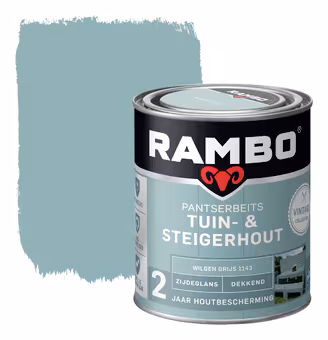 Rambo pantserbeits Vintage tuin- en steigerhout zijdeglans dekkend wilgen grijs 750 ml