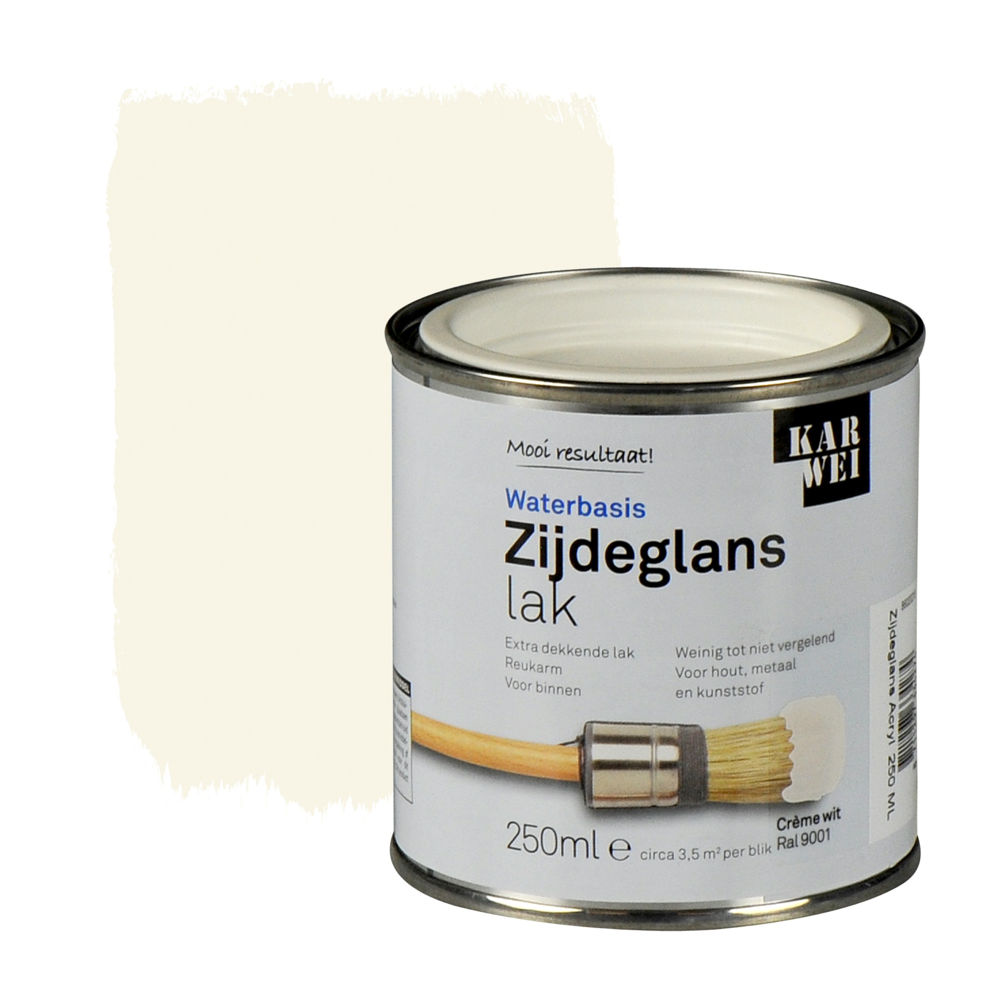 Karwei Lak Waterbasis Zijdeglans Cremewit Extra Dekkend 250 Ml karwei kopen in de aanbieding