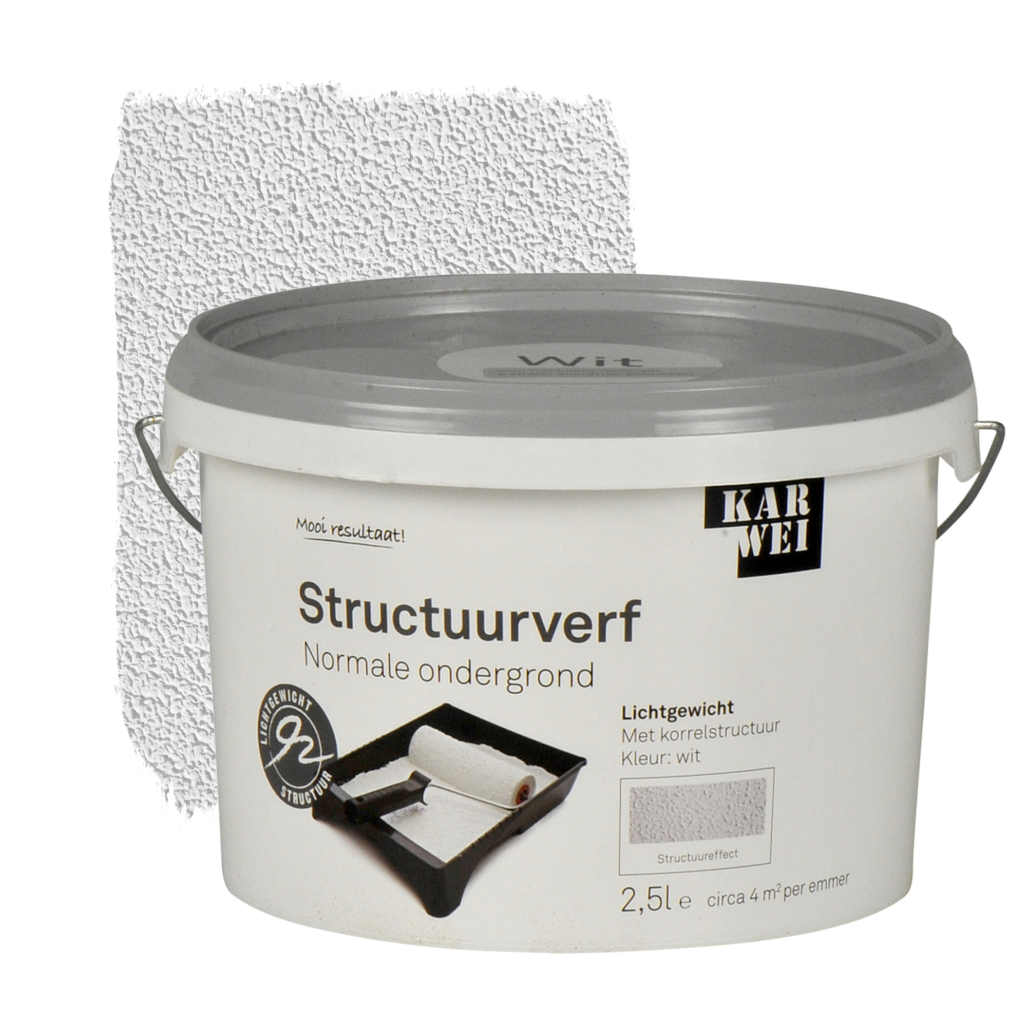 KARWEI muur- en plafond structuurverf mat wit 2,5 l